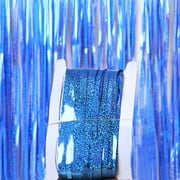 1 Pcs Blue 2m Foil Fringe Backdrop Curtains Tinsel Streamers Birthday Party Decorations Fringe for Wedding Birthday Party Anniversary Decorations